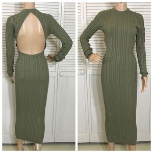 Ronny Kobo Cable Knit Exposed Back Sweater Dress Small